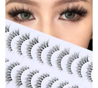 Natural Multi-Layered Voluminous False Eyelashes Lengthening & Curling Lashes Cat Eye Manga Look Seamless Invisible Band for Bare-Faced