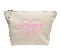 Natural Multipurpose Cotton Zipped Canvas Bag Pilates Girl Heart Design