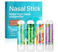 Natural Nasal Stick 4 Pack, Fast Relief from Stuffy Nose, Enhances Breathing and Boosts Focus, Cool Feeling Perfect for Work, Study, Travel