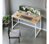 Computer Desk, Home Office Desk, for Work Study, Natural Oak and Pearl White / 60D x 120W cm