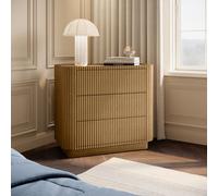 Natural Oak Ribbed 3 Drawer Chest of Drawers - Fully Assembled - Drew