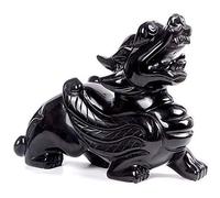Natural Obsidian Chinese/PiYao Statues Home and Office Ornaments Attracting Wealth and Good Luckly Best Gift(a pair) 1228 (Size : One) (Size : One)