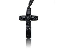 Natural Obsidian Christ Pendant Necklace Europe Style Jewelry Pendant With Lucky Chain For Men Women
