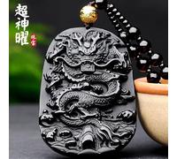 Natural obsidian dragon pendant, dragon flying around the world, twelve signs, frosted dragon pendant