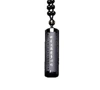 Natural Obsidian Pendant Matte Six Word Mantra Necklace