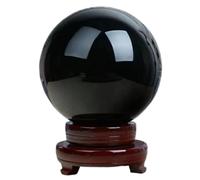 Natural Obsidian Sphere Crystal Magic Ball Reiki Stones Sphere Collectibles Home Decor Without Base,Black,50mm