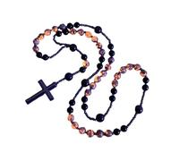 Natural Obsidian Yooperlite Rosary Necklace (1pcs)