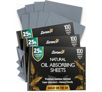 Natural Oil Blotting Sheets for Face with Bamboo Charcoal - 25% Larger - 3pk/300 Makeup Friendly Oil Absorbing Sheets for Face - Easy Dispensing Blotting Papers