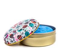 Natural Olive Oil Soap in Colourful Festive Pattern Tin - 120g Round Cleanser with Surprise Shade Inside - Reusable Decorative Metal Tin