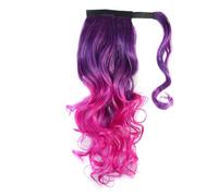 Natural Ombre Color Ponytails Wrap Around Ponytail Extension Wavy Synthetic Hair Perfect Looking(W-FP20TPINK3)