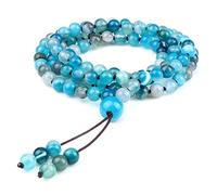 Natural Onyx Stone Beads Necklace Men 108 Agates Women,Blue Striped