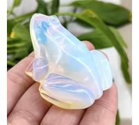 Natural Opal Quartz Crystal Skull Carved Frog Stone Froggy Animal Mascot