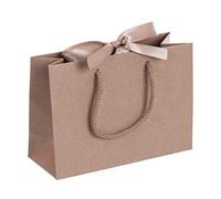 Natural Or Cream Boutique Shop Ribbon Tie Gift Bags Rope Handle Events Bag - 2 SIZES (Natural Kraft Small, 5 Bags)