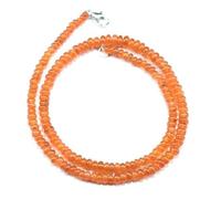 Natural Orange Coraline Beaded Necklace 4mm Smooth Roundelle Beads Choker Crystal Jewelry Handmade June Birthstone Gifts 18 Inch Natural Gemstone Necklaces