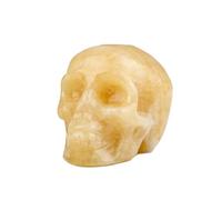 Natural Orange-Yellow Crystal Carved Skull, Halloween Decoration, Polished Raw Stone Figurine, 1.57×1.97 in Spooky Desk Ornament