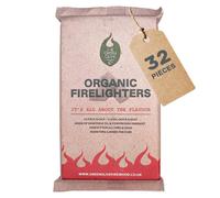 Natural Organic Fire lighters, 1 Pack of 32 Sustainable Wood BBQ Firelighters, Fireplaces, Stoves, Camp Fires - Natural BBQ Lighter, Clean, long lasting Fire Starter, By Green Olive Firewood Company