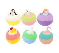 Natural Organic Foam Bath Ball Set - 740g | Handmade Soaking Tablets | Shower Steamer Package | Long Lasting Fragrance | Animal Toy Surprise | Spa Relaxation Self Care Gift For Summer