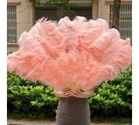 Natural Ostrich Feather Fan Big Hand Held Wedding Dance Party Alloween Performance Turkey Feather Accessories Plume Crafts Decor-Dark GRAY-75-130cm