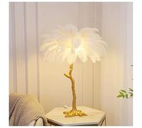 Natural Ostrich Feather Reading Lamp Dimmable 3 Color Light with Foot Switch Elegant Desk Lamp for Living Rooms Bedrooms and Studies White Stylish Home Décor