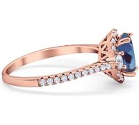 Natural Oval Alexandrite Halo CZ Wedding Engagement Rings For Women 925 Sterling Silver 14K Yellow Gold Plated Birthday Gift For Her (U)