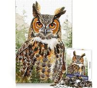 Natural Owl Paint Adult Jigsaw Puzzles1000 Pieces Mind Exercise Toy Tension Relief Design Assembly Lovely Present (38x26cm)