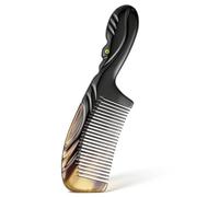 Natural Ox Horn Hair Comb with Hand-carved Magpie Design | Gentle Detangling, Polished Finish, Portable Handle, for Fine Hair at Home and Shower Care Random Color