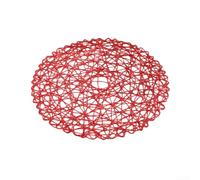 Natural Paper for BRAIDED Placemats 4 Pack, 13 Inch Round Heat Resistant Table Mats with Hollow Woven Design, Clean Disposable Dining Mats for Parties, Red White Green(Red 4pcs)