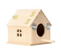 Natural Parrot Bed Box - 6.06 Inch Wooden Bird House | Perch Nesting House - 500g Cage Accessories for Indoor and Outdoor Use for Turtle Doves, Canaries, Parakeets, Parakeets