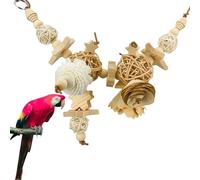 Natural Parrot Games - Accessories for Chewing Birds, Hanging Wooden Set | Cage Toys for Conure, Parakeet, Cockatiel and Love, Encourages Foraging, La Macinaz