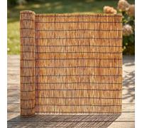 Natural Peeled Reed Fencing Roll, Extra Thick Bamboo Style Garden Privacy Screen, Outdoor Fence Panels for Balcony, Patio, Wind & Sun Protection, 1.52m x 4.22m(Brown,2.44 m H x 6.25 m L)