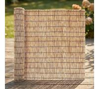 Natural Peeled Reed Fencing Roll, Extra Thick Bamboo Style Garden Privacy Screen, Outdoor Fence Panels for Balcony, Patio, Wind & Sun Protection, 1.52m x 4.22m(Natural,2.44 m H x 6.25 m L)