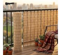 Natural Peeled Reed Fencing Screening Roll, Extra Thick Bamboo Fence Panels, Roll Up Balcony Privacy Screen Fence Cover for Garden Wind and Sun Protection(Natural,61x396cm(2x13ft))