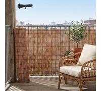 Natural Peeled Reed Fencing Screening Roll, Extra Thick Bamboo Fence Panels, Roll Up Balcony Privacy Screen Fence Cover for Garden Wind and Sun Protection(Brown,91x500cm(3x16.4ft))