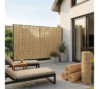Natural Peeled Reed Fencing Screening Roll, Thick Garden Privacy Screen for Outdoor Balcony Patio, Wind & Sun Protection Fence Panels, Bamboo Style, Durable(Natural,2.44 m H x 6.25 m L)