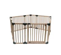 Safetots Wooden Play Den Pentagon 5 X 120Cm, Natural Wood, 76Cm High, With Soft Foam Play Mat, Mocha, 210Cm X 210Cm