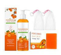 Natural Persimmon Body Wash and Soap Bar Kit, Persimmon Soap for Old People, Deodorant Shower Gel & Deep Cleansing Bar for Body Odor Control, Odor Smell Remove,Moisturising