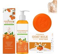Natural Persimmon Soap and Persimmon Body Wash Set, Persimmon Soap and Body Wash for Deep Cleansing, Moisturizing Body Cleanser, Gentle Body Wash for Dry & Itchy Skin(2pc)