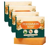 Natural Persimmon Soap Bar for Old People Smell and Body Odor Control Organic Deodorizing Body Wash Soap for Men and Women Gentle Skin Brightening Moisturizing Cleanser for All Skin Types (4pcs)