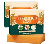 Natural Persimmon Soap Bar for Old People Smell and Body Odor Control Organic Deodorizing Body Wash Soap for Men and Women Gentle Skin Brightening Moisturizing Cleanser for All Skin Types (2pcs)