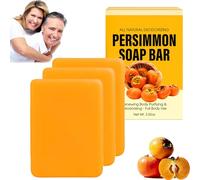Natural Persimmon Soaps, Japanese Persimmon Soaps, Persimmon Soap For Old People Smell, Natural Ingredients - Suitable For All Skin Types, Face & Body (3, Persimmon)