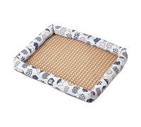 Natural Pet Mat Pet Cooler Summer Linen Rattan Mat Woven Breathable Square Washable Rattan Bed With Edge For Dogs Cats ByT209 (White, XL)