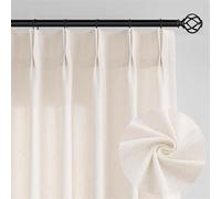 Natural Pinch Pleated Linen Farmhouse Curtains 84 Inches Long for Living Room Bedroom Semi Sheer Light Filtering Privacy Pleat Drapes with Hooks Rings Back Tab Drapes Cream Ivory