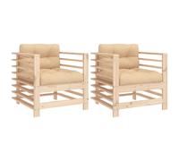 (natural pine, chair) vidaXL Middle Sofas Patio Wooden Sectional Sofa with Cushions Solid Wood Pine