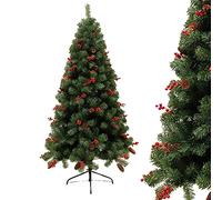 natural pine christmas tree artificial encryption christmas tree pine cone red berries hinged easy assembly for indoor outdoor festive decorations fashionable