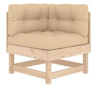 (natural pine, corner sofa) vidaXL Middle Sofas Patio Wooden Sectional Sofa with Cushionss Solid Wood Pine