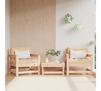 Natural Pine Corner Sofa with Beige Cushions 62x62x70.5cm Solid Wood for Patio.
