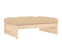 (natural pine, footrest) vidaXL Middle Sofa Outdoor Sectional Sofa with Cushions Black Solid Wood Pine