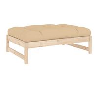 (natural pine, footrest) vidaXL Middle Sofa Patio Footrest Sectional Sofa with Cushions Solid Wood Pine
