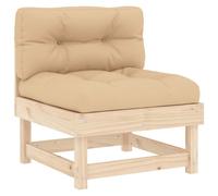 (natural pine, middle sofa) vidaXL Middle Sofas Patio Wooden Sectional Sofa with Cushionss Solid Wood Pine