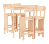 (natural pine) vidaXL Garden Bar Set Outdoor Bar Table Set Bar Stool 5 Piece Solid Wood Pine